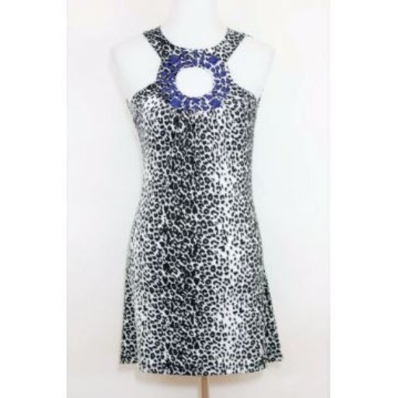 CACHE BLACK & WHITE ANIMAL PRINT SLEEVELESS DRESS - Picture 1 of 9